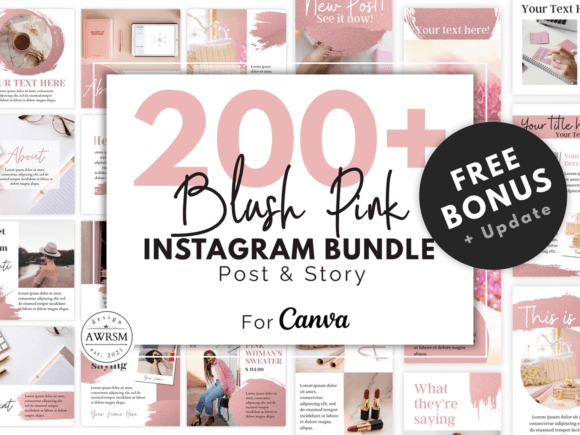 Download 200 Blush Pink Instagram Template Kit - Premium Resources